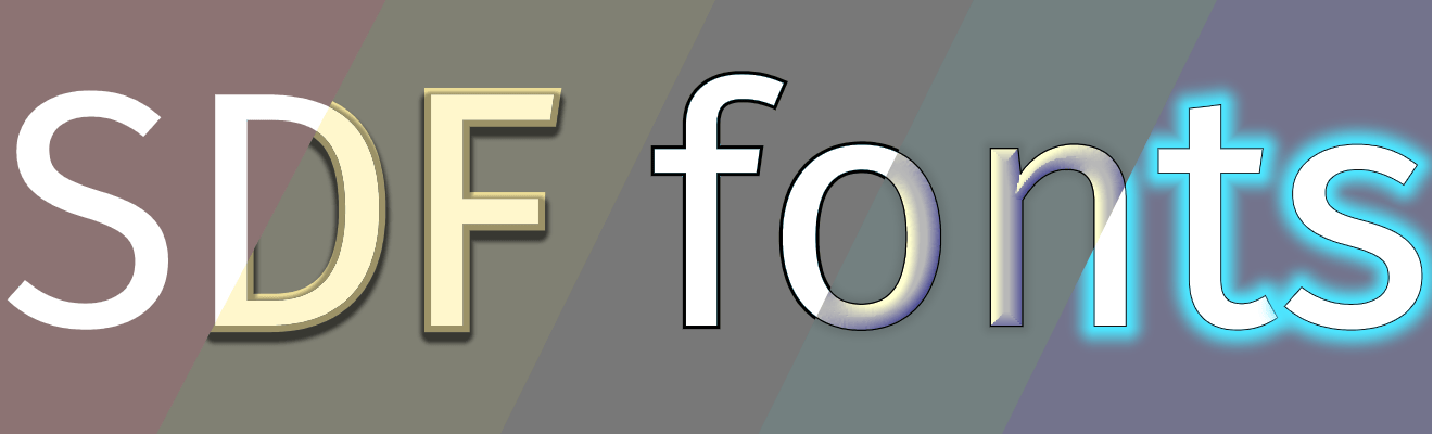 Screenshot of five different styles of rendering text