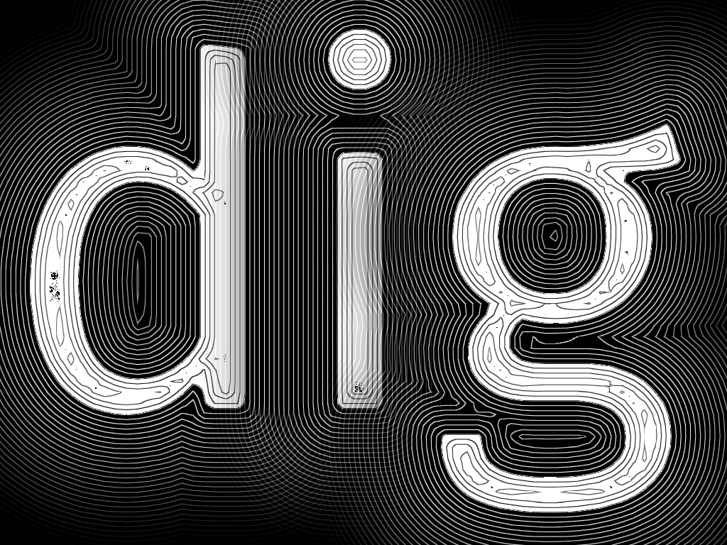 Contour line visualization of distance fields