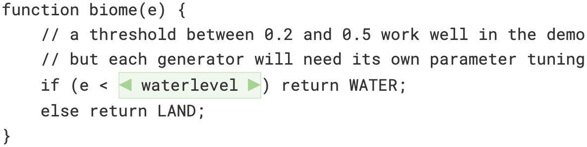 (screenshot of sample code with an interactive element)