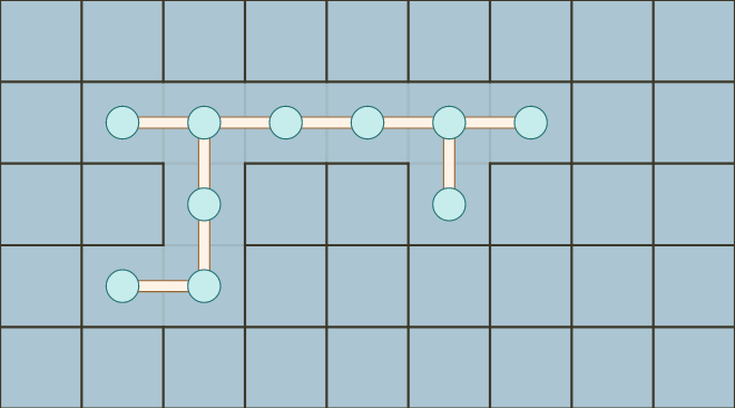 Grid with pipes placed on tiles