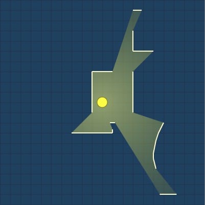 Yellow light with blue shadow